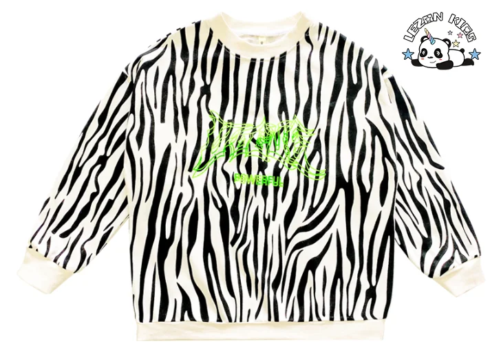LEZONKIDS - Conjunto de Roupas Infantis de Hip Hop Fashion Cool com Estampa Luminosa, Camiseta de Manga Comprida e Calças Largas para Meninos